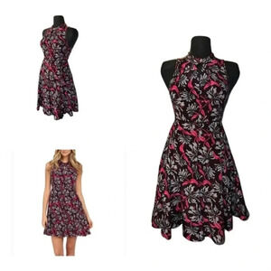REBECCA TAYLOR Mystic Garden 100% silk floral buttoned shirt dress plum|…